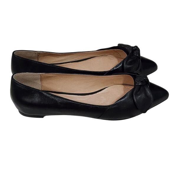 J Jill Black Leather Bow Pointed Toe Flats Shoes Women's Size 6 - Picture 3 of 10